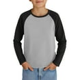 thumbnail image 5 of BOMYJESK Girls Long Sleeve Shirts Size 10-12 Raglan Cute Crewneck Tee Tops Fashion Autumn T Shirts Basic Color Block Tshirts Dark Gray 8-9Y, 5 of 5
