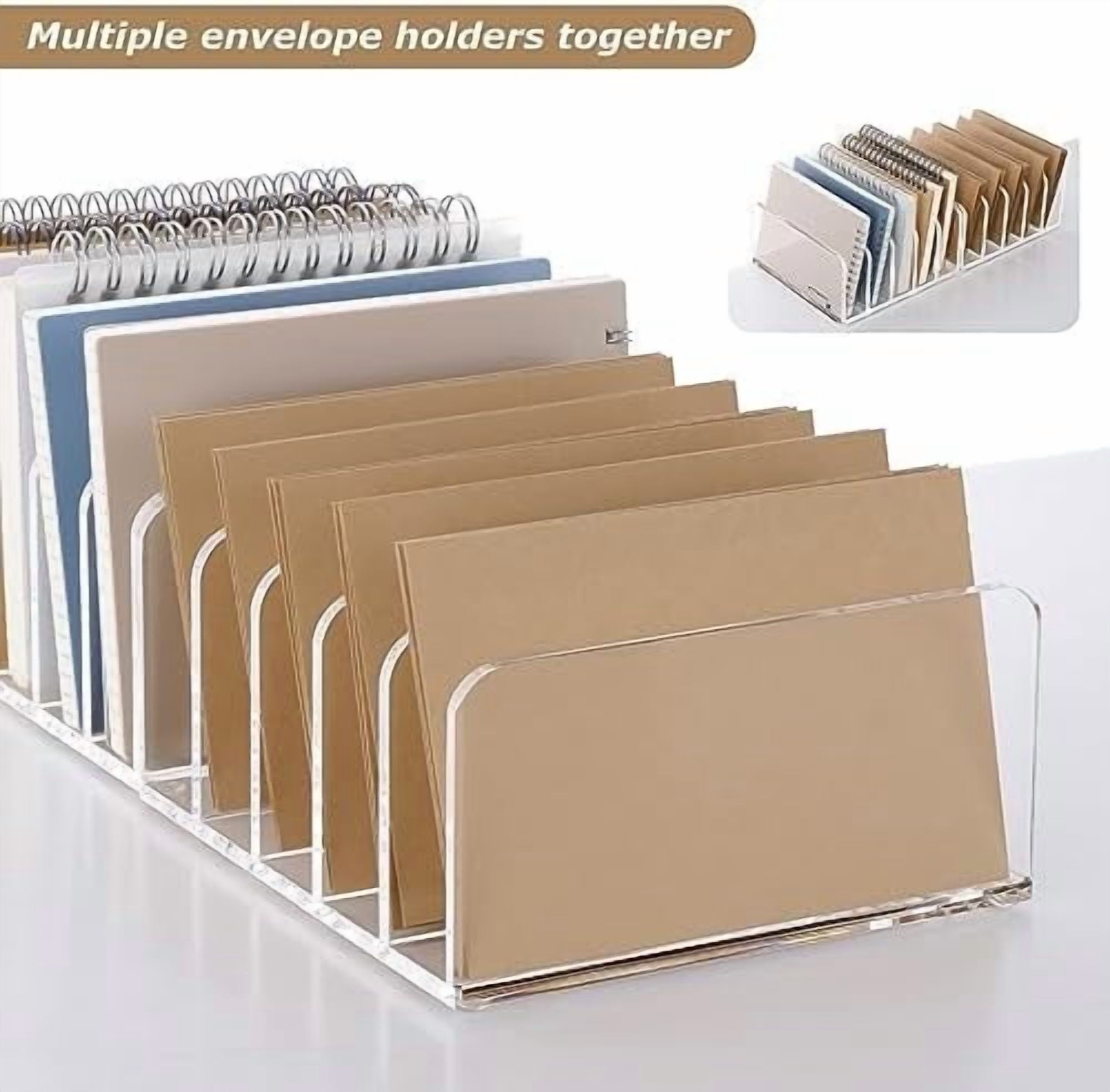 Jointown Clear Desktop File Organizer, 5 Compartments Acrylic Office Document Sorter Mails Storage, Multifunction Letter Folder Racks Holders for Office,Home, School Desk Organization