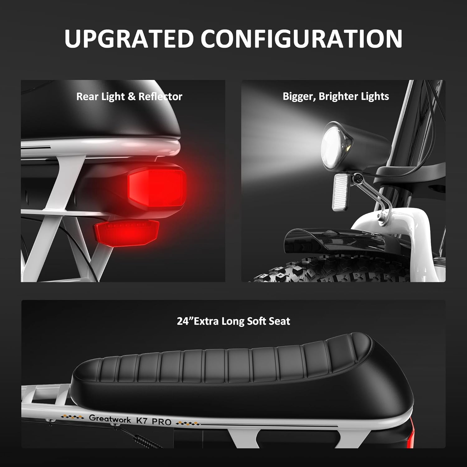 Greatwork K7 PRO Electric Scooter for Adults, Peak 1500W 25MPH, 30-Mile Range, 16" All-Terrain Fat Tires, Motorcycle Style with Seat & Basket, UL2272