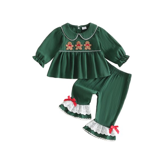 RUINIXCW Toddler Baby Girl Christmas Outfit Long Sleeve Tops and Bell Bottoms 2Pcs