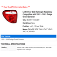 thumbnail image 2 of Left Driver Side Tail Light Assembly - Compatible with 2001 - 2003 Dodge Grand Caravan 2002, 2 of 2
