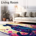 thumbnail image 2 of ODIKA 8'x10' Machine Washable Non-Slip Area Rug, Fantasy Cat Cute Bath Irregular Shape High Traffic Rug, Black, 58959, 2 of 7