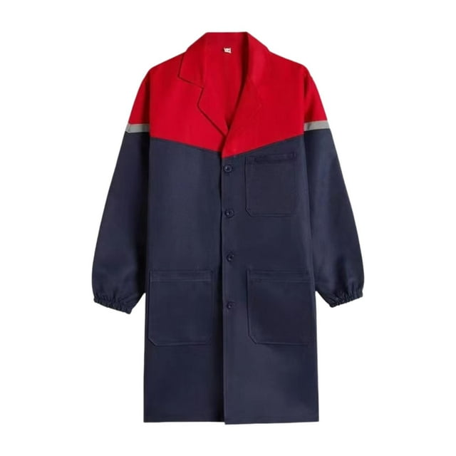 Abrigo de almacén para hombres y mujeres con bolsillos, bata de manga larga, uniforme para adultos, abrigo antipolvo L