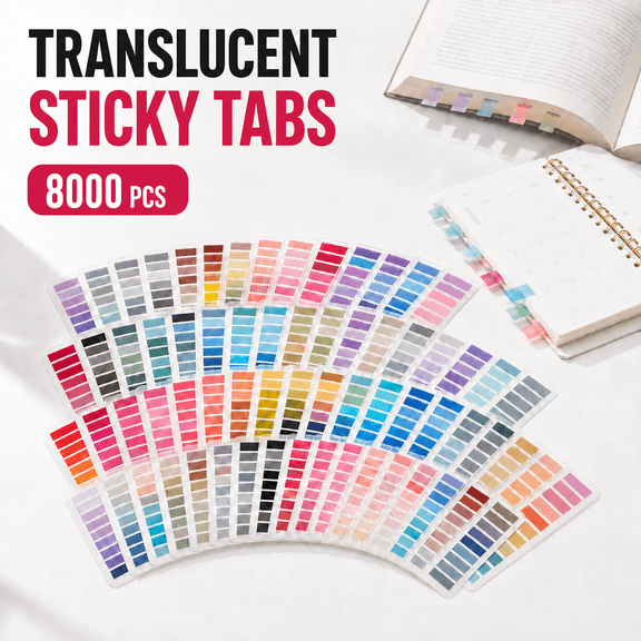VBNDMAW 8000 Pcs Sticky Tabs for Books, 40 Colors Transparent Writable Page Markers, Repositionable PET Book Index Tabs, 1.8 x 0.47 In