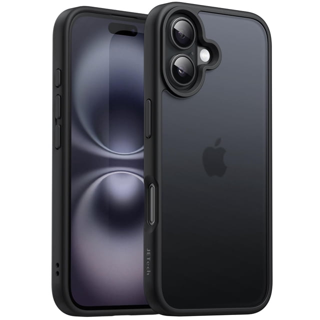 Funda JeTech Matte para iPhone 16 de 6.1 pulgadas, negra