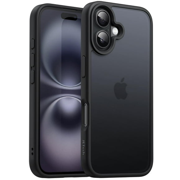 Funda JeTech Matte para iPhone 16 de 6.1 pulgadas, negra