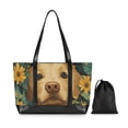 thumbnail image 7 of FORMRS Canvas Laptop Tote Bag for Women with 15.6" Computer Compartments Shoulder Handbag, Flowers and Dog, 7 of 7