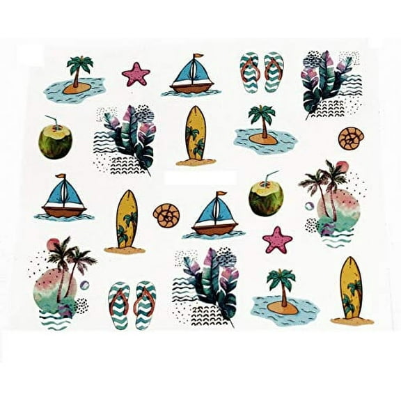 Full Sheet Nail decals for Summer/Beach, seashell, starfish