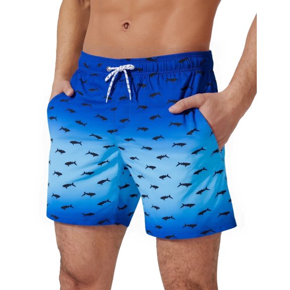 Swim Trunks Men 7 inch Mesh Liner Stretch Men's Bathing Suit Swimming Trunks for Men Beach Shorts Print Swim Shorts