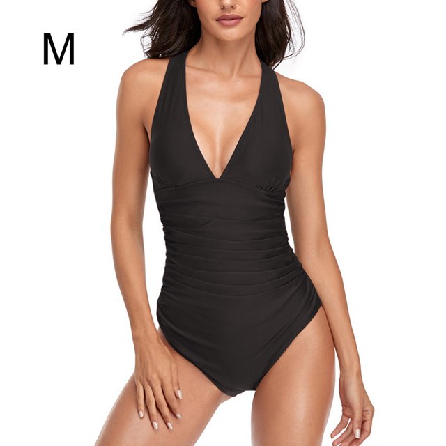 Wosthever Traje de baño push-up respetuoso con la piel y respetuoso con el medio ambiente para mujer, traje de baño de una pieza divertido para Traje de baño Negro METRO