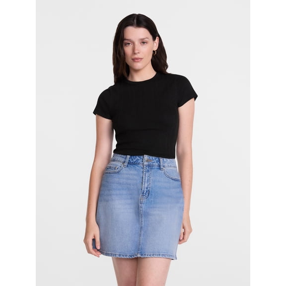Scenario Women's Variegated Rib Tee with Short Sleeves, Sizes XS-XXXL