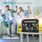 Digital Sunflash RD-666, Bluetooth, Battery-Powered, Retro Portable Radio, Flash Light, Red