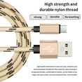 thumbnail image 4 of Becaristey 3A(Max ) for Micro USB Charging Cable 1/2M Type-C Fast Charging Data Cord Nylon Weaving Charging Wire For Cable Wire Gold 2 Meter 1Set, 4 of 6