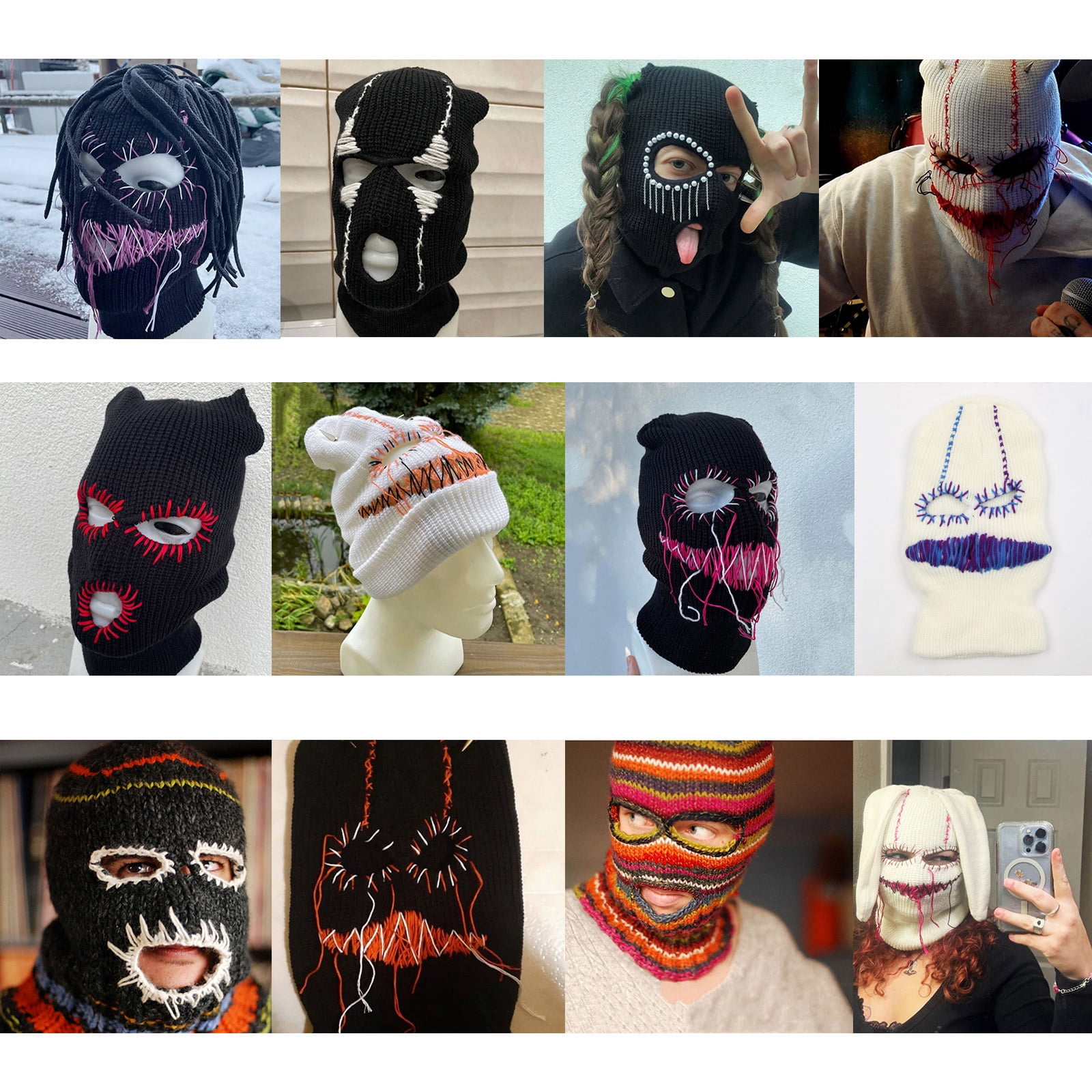 Halloween Balaclava Funny Balaclava Face Mask Balaclava Distressed Party Hat Scary Balaclava Hooded Knitted Hat Beanies