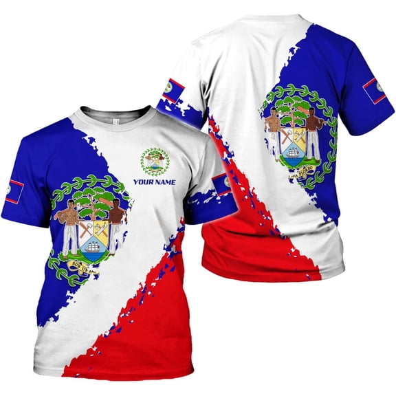 Personalized Belize Shirt Coat of Arms of Belize Flag Shirts Belizean Country Flag Gift T-Shirt Belizean Shirt S-5XL (S)