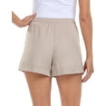 thumbnail image 6 of HDE Women's High Waisted Linen Blend 4" Inseam Drawstring Shorts Gray Beige S, 6 of 6