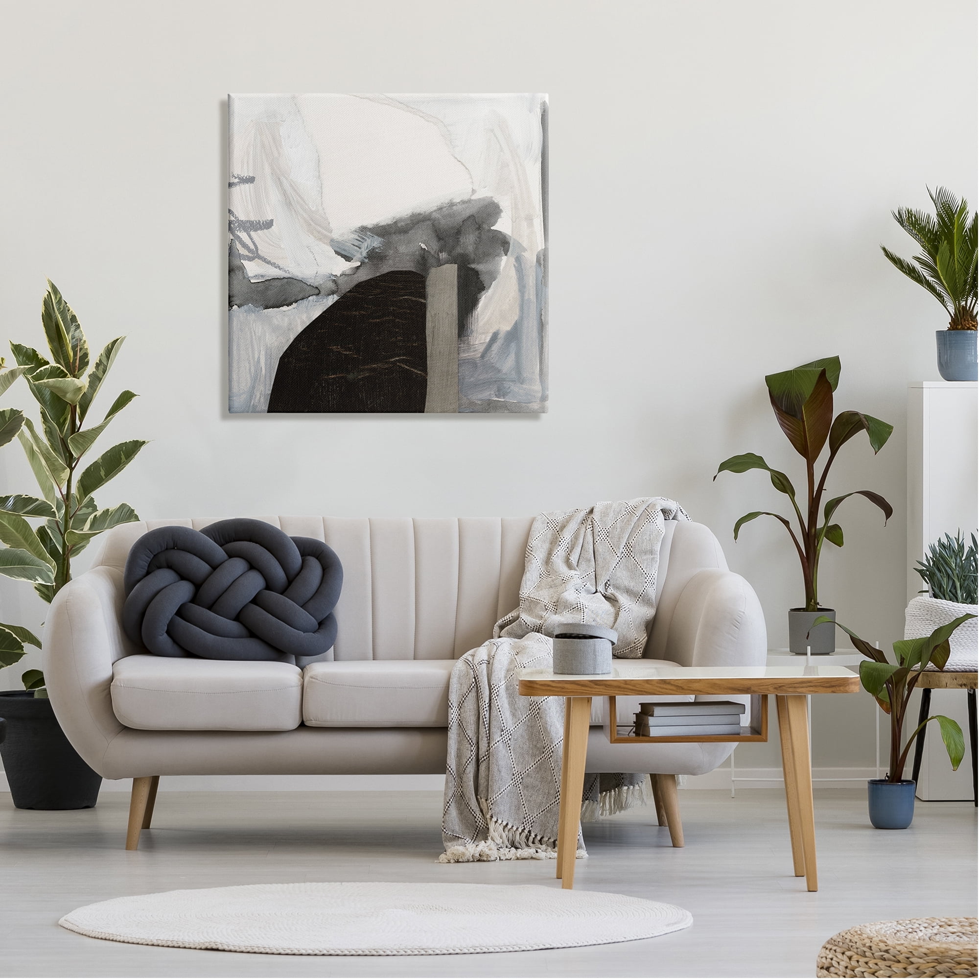 Stupell Industries Curved Black Forms Scribbled Shapes Abstract Painting Painting Gallery Wrapped Canvas Print Wall Art, Design by Victoria Barnes