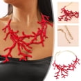 thumbnail image 2 of Ruifaya Collar de coral rojo, collar llamativo retro, accesorio de moda creativo, 2 of 6