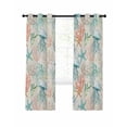 thumbnail image 7 of Teal Red Jellyfish Coastal Blackout Curtains for Bedroom, Nautical Beach Coral Starfish Thermal Insulated Kitchen Drapes with Grommets, Light Blocking Window Treatment, 2 Panels 42" x 54", 7 of 7