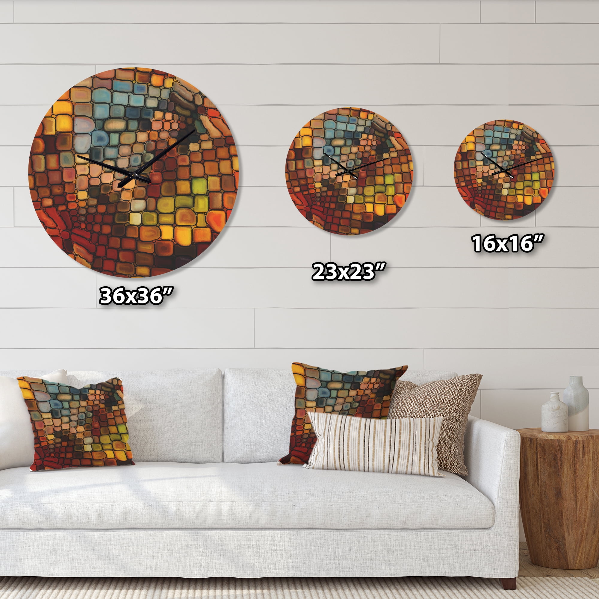 Designart 'Dreaming of Colored Stained Glass ' Modern Wood Wall Clock