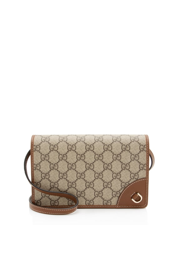 Pre-Owned Gucci GG Supreme Emblem Wallet on Strap