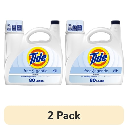 (2 pack) Tide Free & Gentle Laundry Detergent Liquid, 105 fl oz, 80 Loads