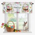 thumbnail image 2 of Valance for Windows,Easter Egg Pastoral Floral Valances Curtain Rod Pocket Valance for Kitchen Bedroom Living Room Bathroom,Butterfly Colorful Tartan Short Curtains Window Treatment 54x18in, 2 of 9