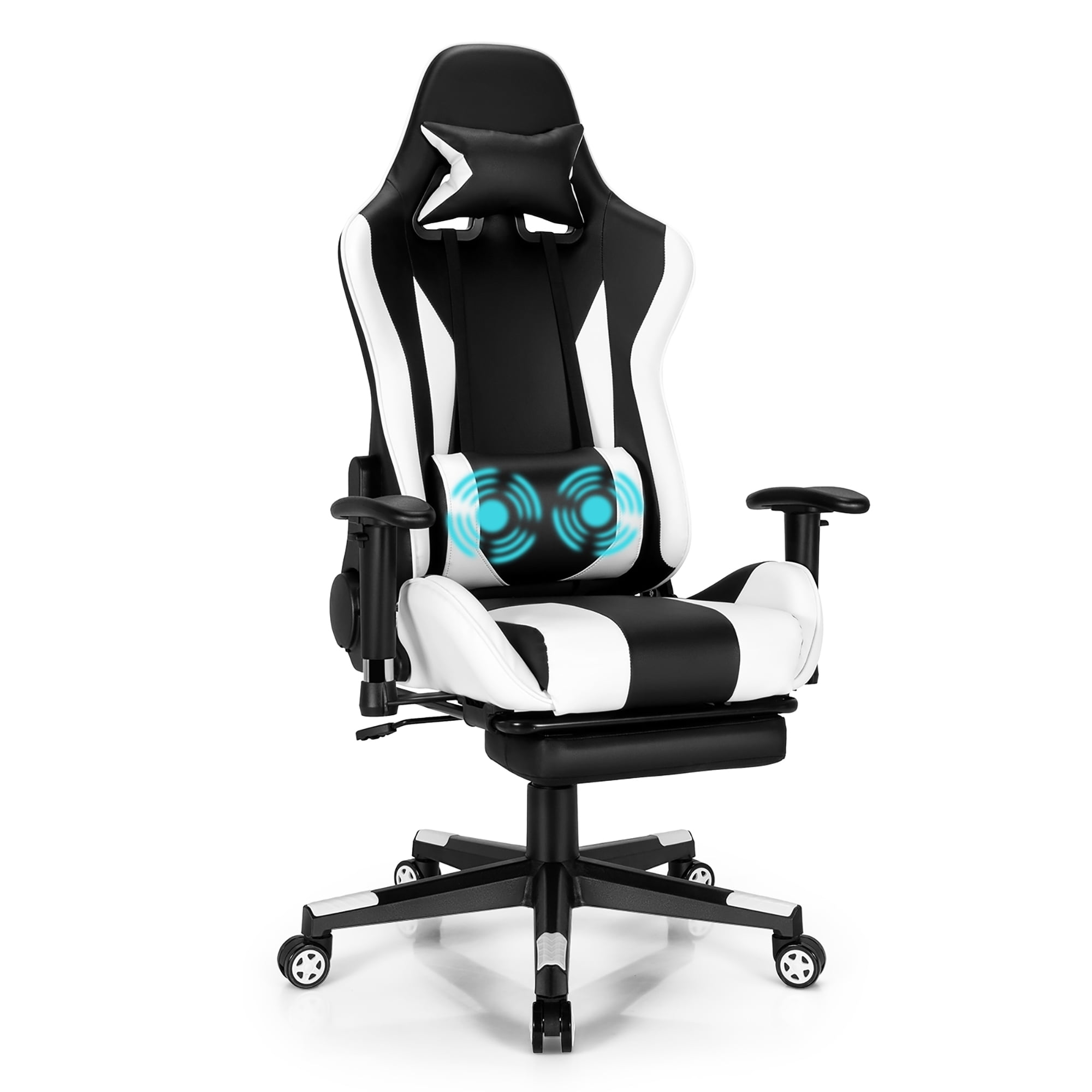 Black & Gray Moustache High-Back Racing Gaming Computer Office Task Chair 