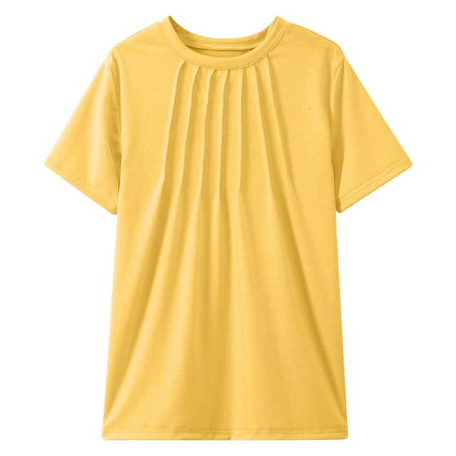 T-shirts Filles Manches Courtes Unies Col Rond Vêtements Fille Été 10-12 Ans Mode