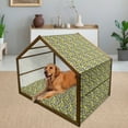 thumbnail image 2 of Grey and Yellow Pet House, 3D Print Inspired Modern Geometrical Boxes Cubes Image, Outdoor & Indoor Portable Dog Kennel with Pillow and Cover, 5 Sizes, Mustard Yellow, by Ambesonne, 2 of 4