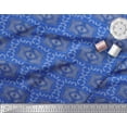 thumbnail image 3 of Soimoi Blue Silk Fabric Leaves & Floral Geometric Print Fabric by the Yard 42 Inch Wide, 3 of 3