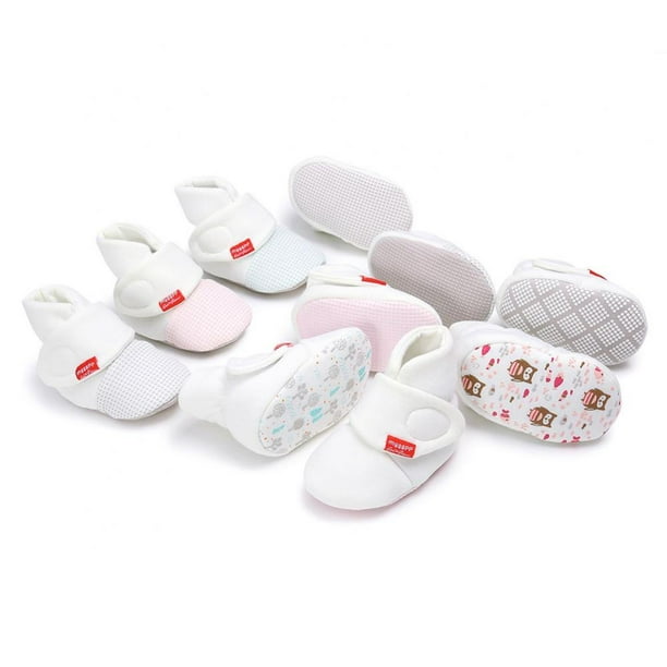 Baby Boys Girls Booties with Grippers Stay on Slippers Newborn Socks Infant Toddler Crib Winter Shoes for Boys Girls Walmart