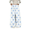 thumbnail image 3 of Palazzo Pants for Women Fuzzy Wide Leg Fleece Pj Bottoms Loose Fit Polka Dot Pants 2025 Fashion Comfy High Waisted Sweatpants Light Blue XL, 3 of 5