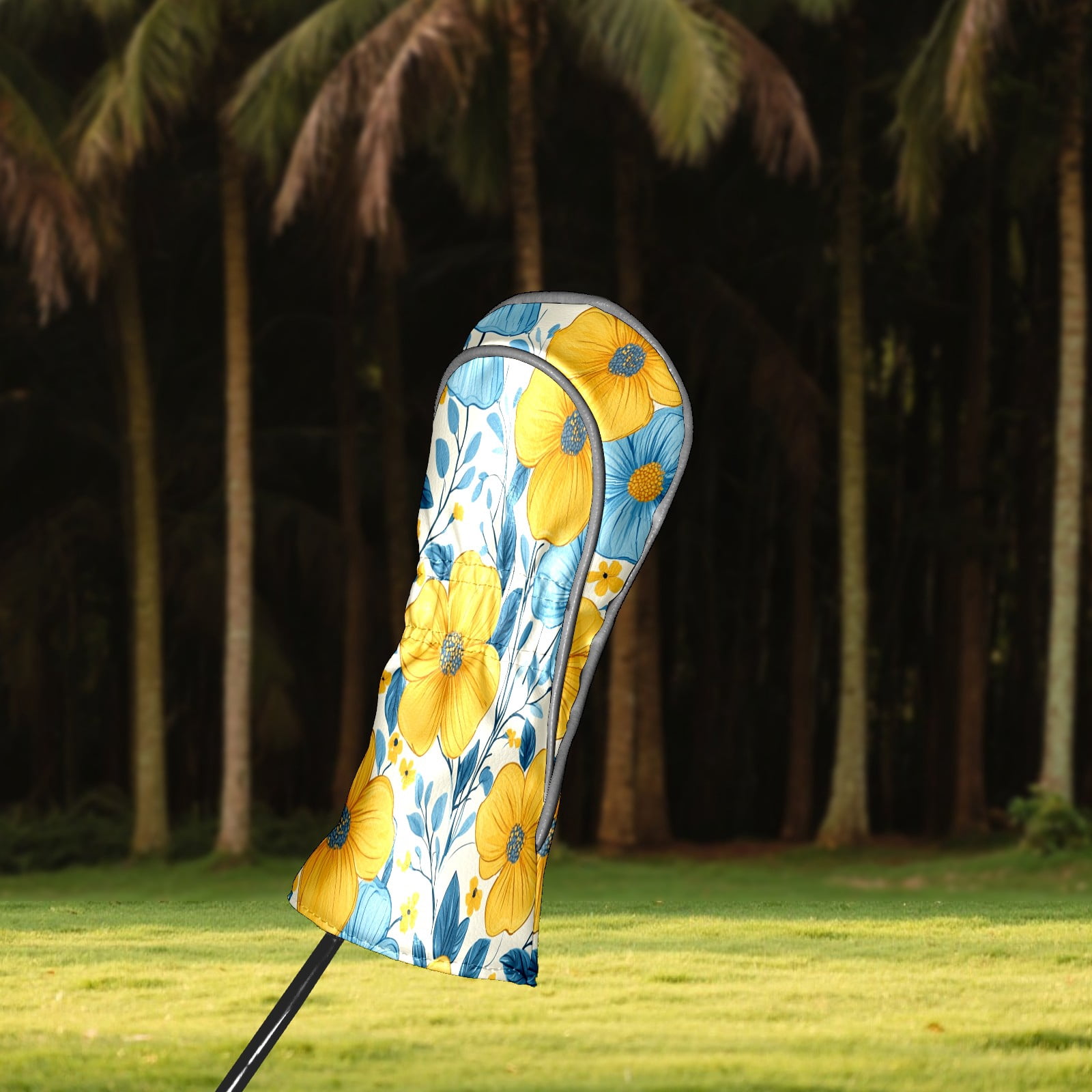 Golf Club Covers PU Leather Waterproof Head Covers for Fairway Woods Hybrids Flowers