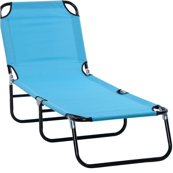 JERFIT Adjustable Folding Chaise Lounge Chair, 5-Position Recliner with Footrest, Lightweight Steel Frame for Outdoor Pool, Beach, Patio, Yard, Blue