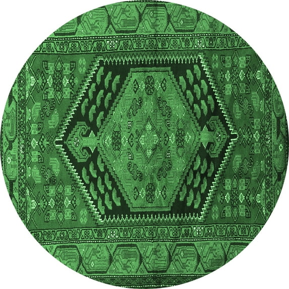 Ahgly Company Indoor Round Persian Emerald Green Traditional Area Rugs, 8' Round