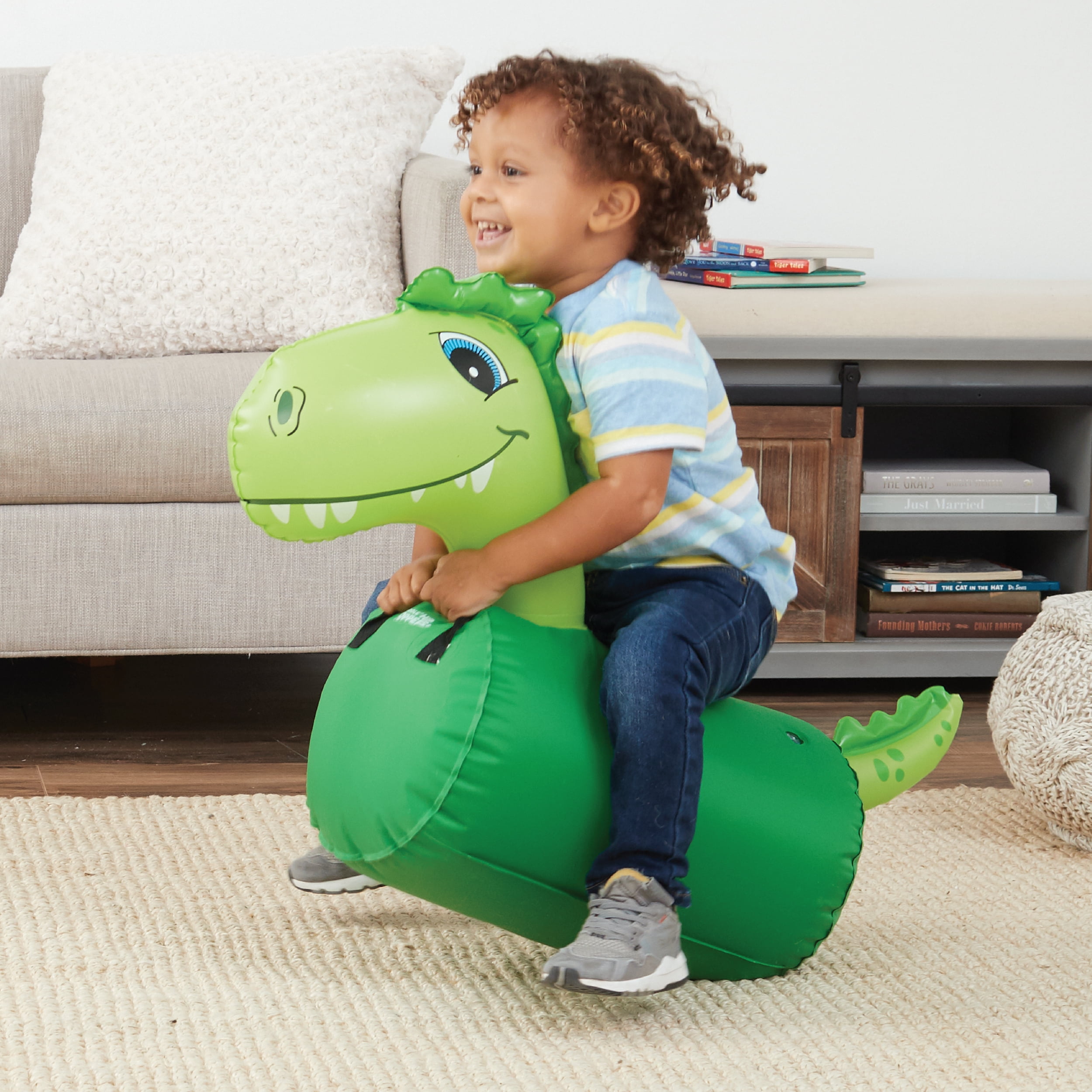 Waddle Green Dino Hip Hopper Inflatable Hopping Animal Bouncer, 85 lbs, Ages 2+