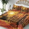 thumbnail image 3 of Ambesonne Nature Fitted & Top Sheet Set with Shams, Fall Trees at Sunset Woods, Orange and Yellow, 3 of 5