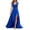 Blue 15, variant on Solid V Neck Bow Strap Sleeveless Maxi Dress, Wrap Ruched Bodice High Waist High Side Slit Flowy Chiffon Evening Wedding Gown Summer Dress