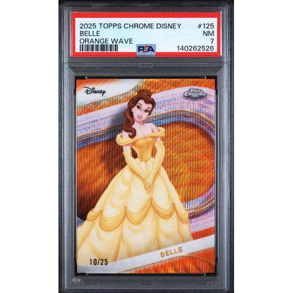 2025 Topps Chrome Disney Orange Wave Belle #125 /25 PSA 7
