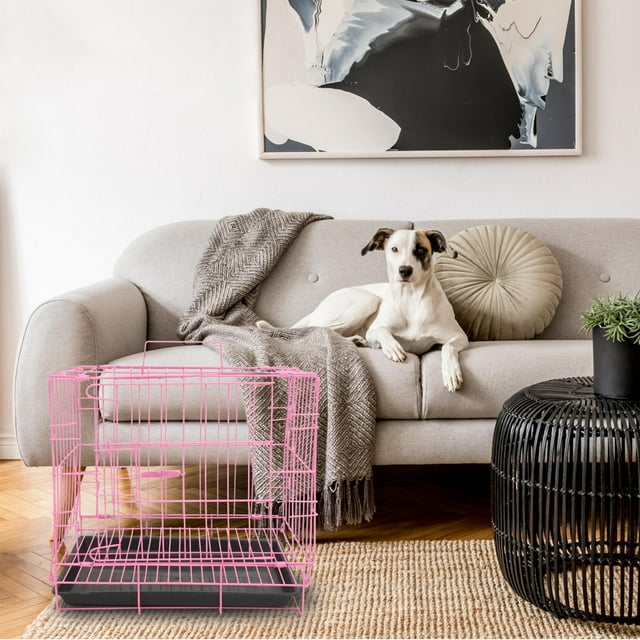 Minkissy Indoor Pet Cage Iron Pink 1Set for Cats and Rabbits