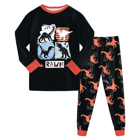 Hudaneo Baby Boy Clothes 8Y 9Y Infant Baby Boys Long Sleeve Cartoon Print Tops Pants Sleepwear 2 Piece Set, Orange 8-9 Years