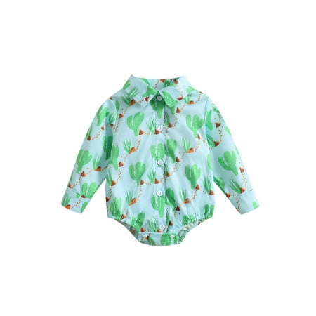 

Bagilaanoe Newborn Baby Girl Boy Rompers Shirts Print Long Sleeve Denim Bodysuits 6M 12M 18M 24M Infant Casual One Piece Short Jumpsuit