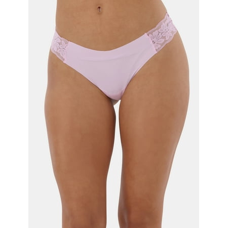 No Boundaries Women s No Show Thong with Lace Panty  Sizes XS to XXXL