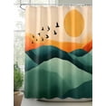 thumbnail image 2 of Boanket Polyester Fabric Green Orange Mountain Shower Curtain, Sunset Birds Abstract Art Waterproof Bathtub Curtain Bathroom Decor Set with Hooks 72 x 96 Inches,, 2 of 6