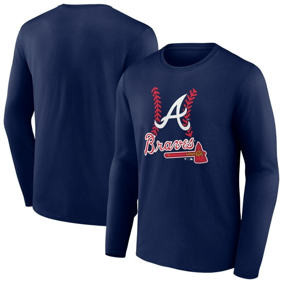 Men's Navy Atlanta Braves Fastball Long Sleeve T-Shirt