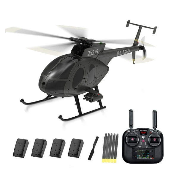 F119S MD500 Little Bird Smart GPS RC Helicopter with LED Lights, 1/16 Scale 2.4G 9CH Single-Rotor Brushless RC Helicopter with Optical Flow, Altitude Hold, One-Key Takeoff/Landing for Advanced Pilots