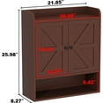 thumbnail image 4 of POAO Bathroom Wall Storage Cabinet, Wooden Medicine Cabinet with Adjustable Shelves and Double Barn Doors, Over The Toilet Storage Cabinet,Russet, 4 of 9