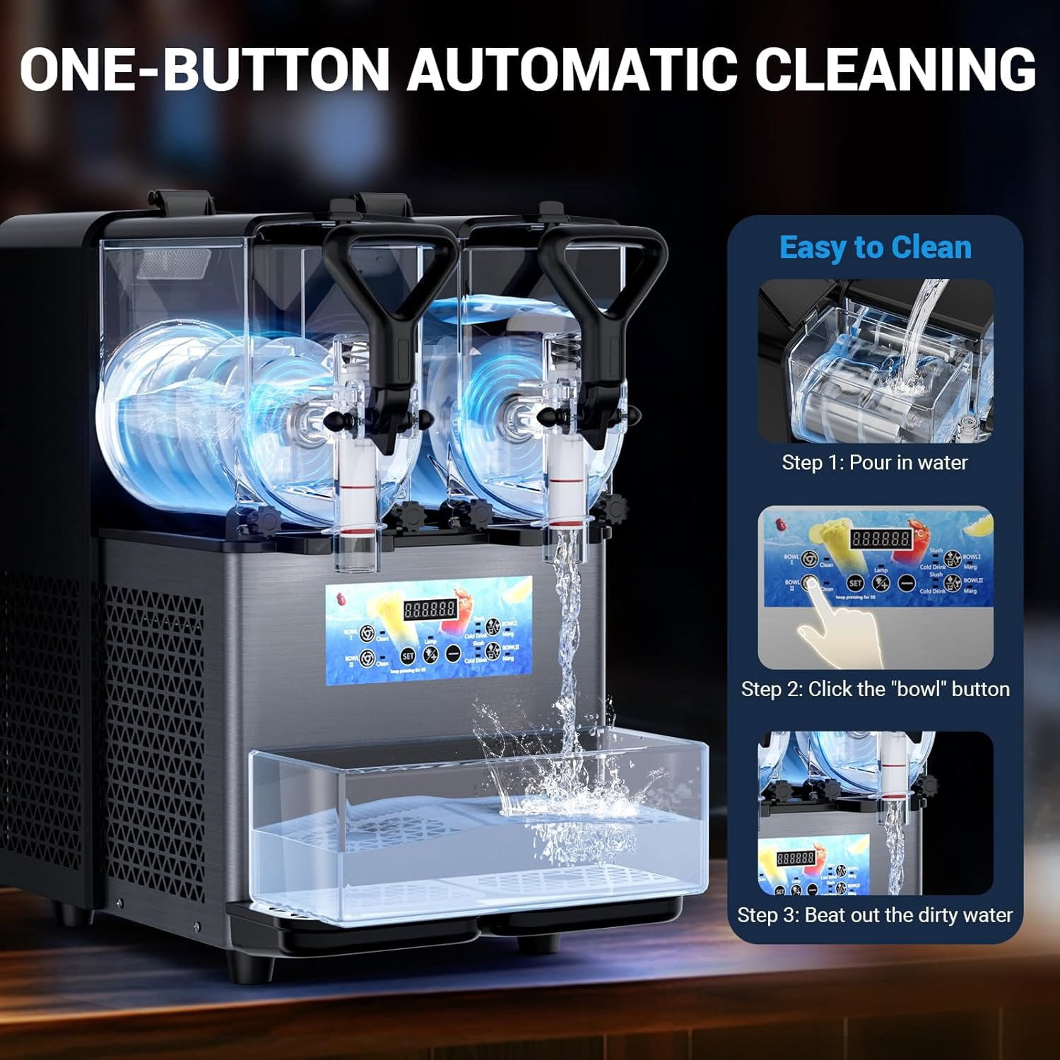 Joreek Slushy Machine 2 Gal/8L, 2 Tanks Frozen Drink Machine Stainless Steel Margarita Machine for Restaurant Home Party Bar Cocktail Alcohol Beverage Wine