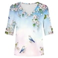 thumbnail image 7 of DeHolifer Women's Tops Casual Printed Short Sleeve V-Neck T-Shirts Summer Casual Tees Tops Navy 2XL, 7 of 7